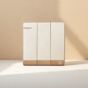 Champagne gold three-way dual-control switch panel, Type 86 household wall decoration panel details Picture